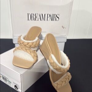 Dream Pairs Women's Tan and White Braided Sandals
